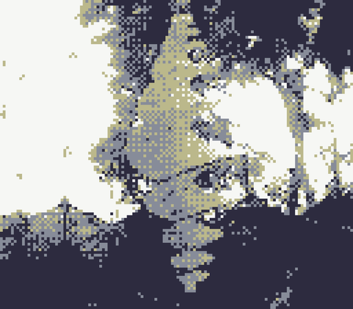 low resolution, pixelated photo: an abstract, spiral-shaped sculpture.