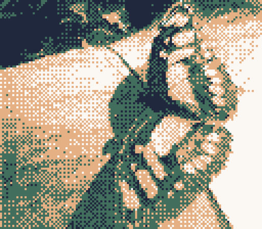 low resolution, pixelated photo: a butterfly resting on pavement