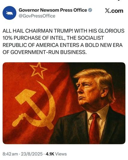 Gavin Newsom’s response to Intel purchase
