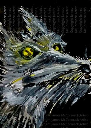 G.
Wolf Moon is the name of the first moon in January, traditionally when wolves howl at the moon. Here a wolf is painted with the image of the moon reflecting in his eyes.