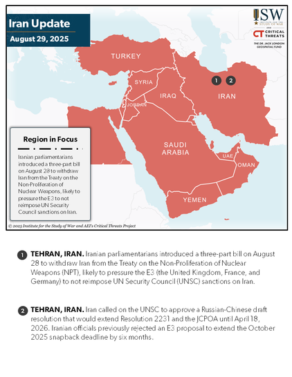 Iran Update, August 29, 2025