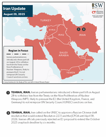 Iran Update, August 29, 2025