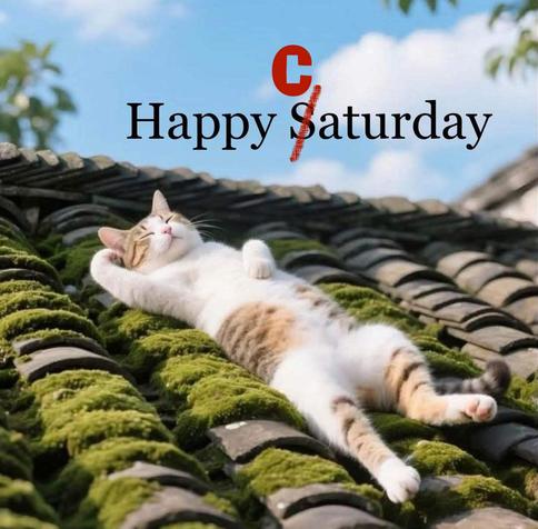 Ginger and white cat lazing on a rooftop.