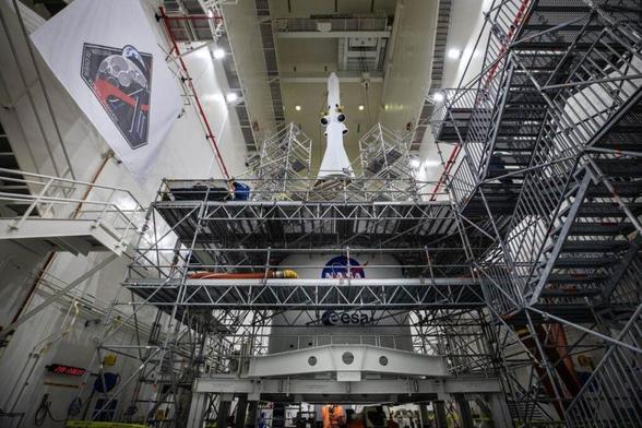 Photos of Artemis II Launch Abort System after stacking on Orion [credit: NASA/Cory Huston]