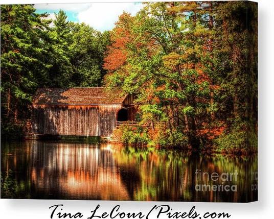 This is a canvas of a photograph I captured of The Vermont Covered Bridge that was photographed at Old Sturbridge Village here in Massachusetts during the autumn season.