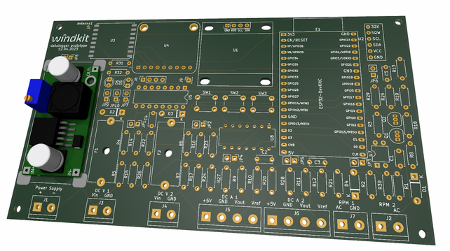 Rendering of the widkit datalogger PCB