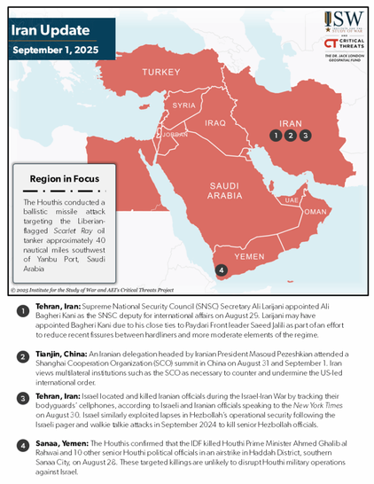 Iran Update, September 1, 2025
