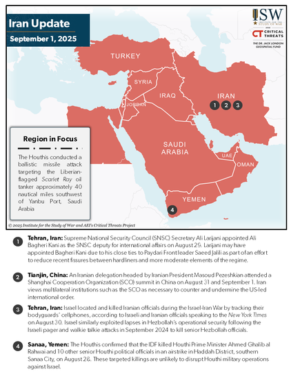 Iran Update, September 1, 2025