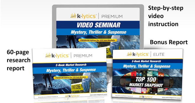 The image shows some screenshots from a K-lytic’s report with the text 60 page research report, step-by-step video instruction, and bonus report