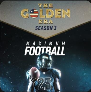Maximum Football video game cover art. Player in dark blue with football and number 25 jersey. Maximum Foitball above