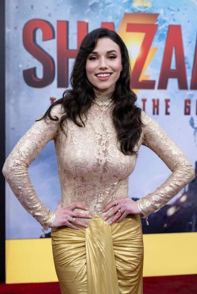 Grace Caroline Currey at the March 2023 premiere of Shazam! Fury of the Gods
