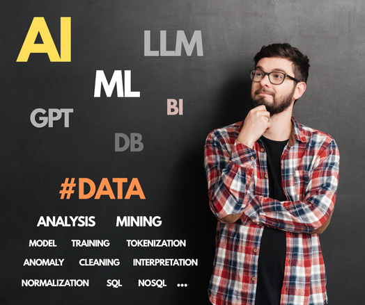 AI ML LLM GPT BI DB DATA word cloud