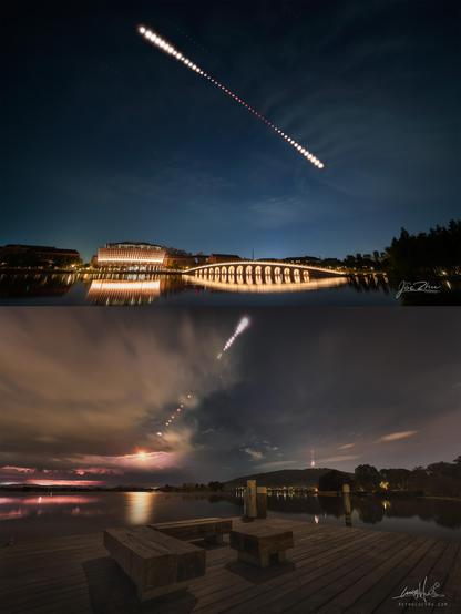 Composite images of lunar eclipse taken from China and Australia.