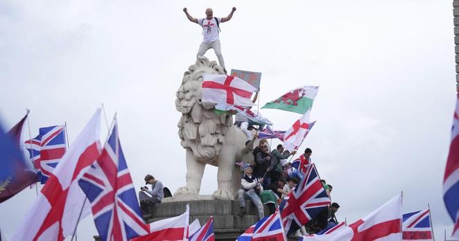 Officers injured, protesters arrested at far-right protest in London that draws 110,000
