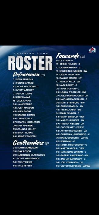 Training Camp Roster