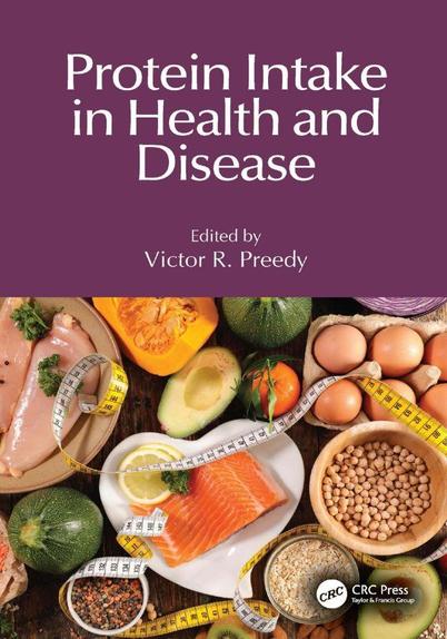 The book cover shows good sources of protein, such as eggs, salmon, avocado etc.