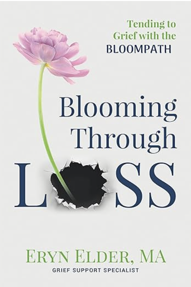 book cover. A pink flower growing out of a hole making up the "O" in "Loss"