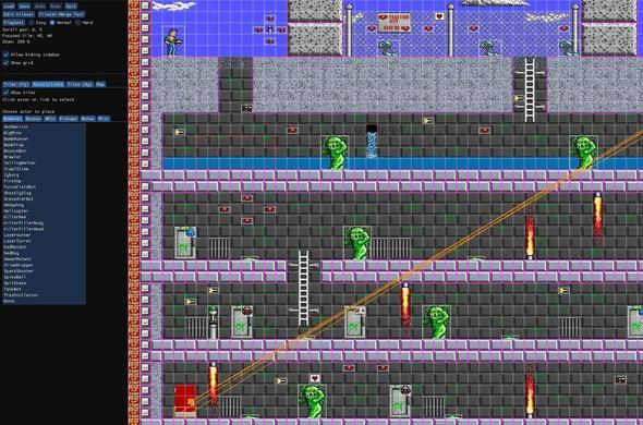 A screenshot of the BioMenace Remastered level editor, showing the 5th level of the game's first episode.