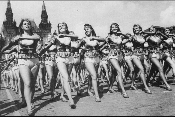 Sportswomen from the Azerbaijan SSR at the All-Union Parade of Sportswomen. USSR. 1939