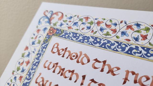 Close up showing the detail and the gold catching the light