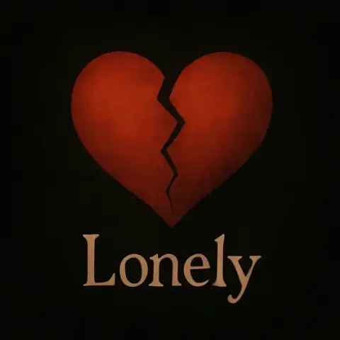 A beoken heart on a black background with the word "Lonely" beneath it,. A beoken heart on a black background with the word "Lonely" beneath it,.