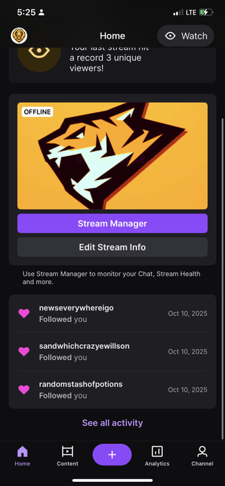 And this is what i seen happen after a recent stream 🎉🎉🎉❤️❤️❤️ a huge amount of great and amazing followers that help me reach my first milestone in a while 🙂