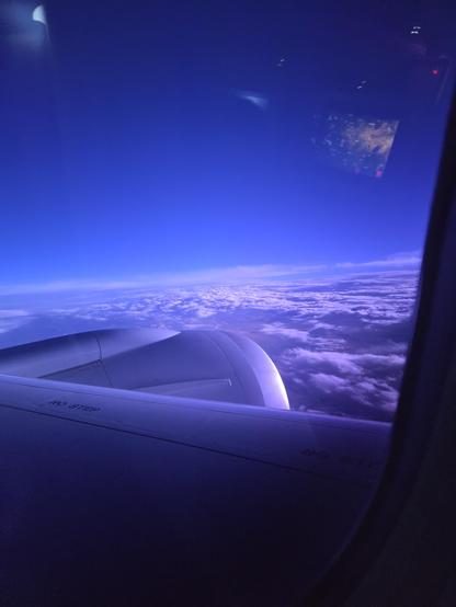 The quiet view of the sky outside an airplane. The quiet view of the sky outside an airplane.