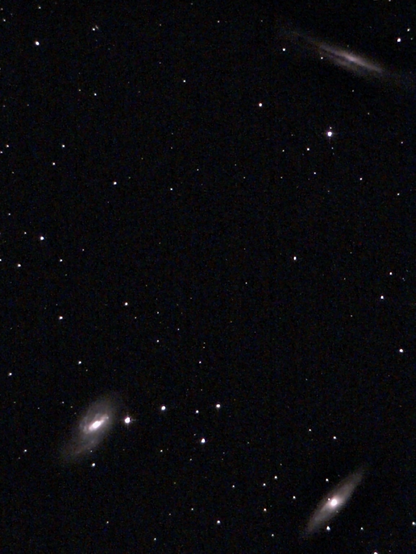 M65 / M66 / NGC 3628 Galaxies - Odyssey Pro unprocessed image.  NGC 3628 is the edge-on spiral galaxy in the Leo Triplet, nicknamed the "Hamburger Galaxy" due to the dark dust lane bisecting its disk.