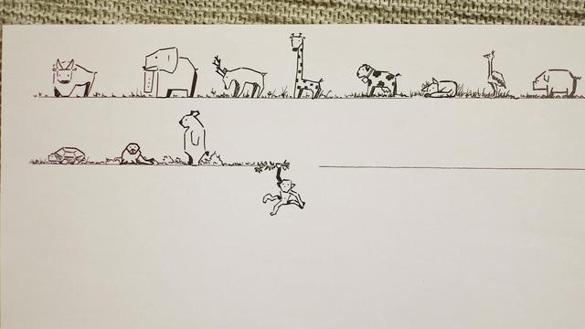 Ein Foto das eine Zeichnung mehrerer Tiere zeigt