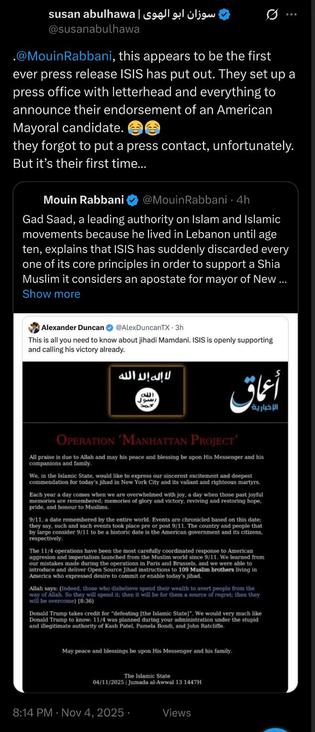 this appears to be the first ever press release ISIS has put out. They set up a press office with letterhead and everything to announce their endorsement of an American Mayoral candidate. 😂😂