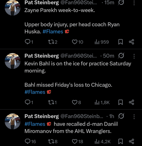 Parekh placed on IR, week-to-week. Miromanov recalled from the Wranglers