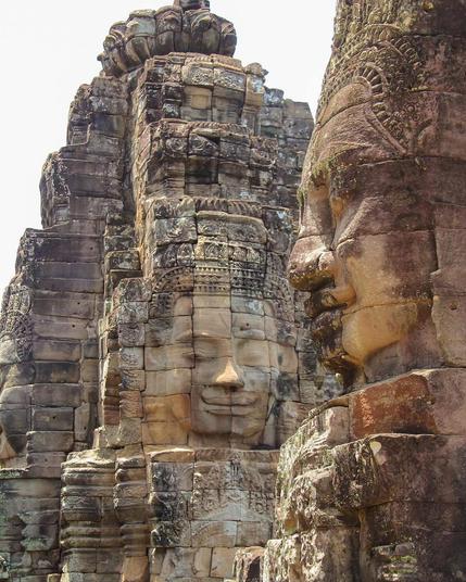 Towers with Faces at the Bayon Temple, #AngkorWat complex, #Cambodia. Bayon temple dates from 12th. Bayon name originally was Jayagiri which means Victory Mountain. The temple features 216 faces of #Buddha. 216, like 108, is a mystical number in both #Buddhist and #Hindu traditions.
#BuddhistArt #Buddhism