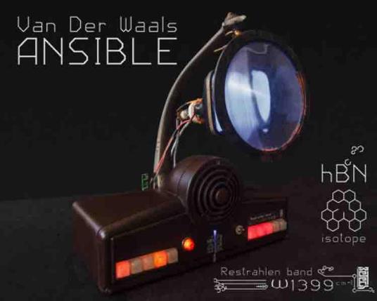 A sculpture. A device that has a CRT screen hovering atop an art deco bakelite body. There is a round speaker grill at the top of the pyramid-esque body and rows of LED buttons below.