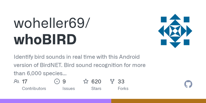 Identify bird sounds in real time with this Android version of BirdNET. Bird sound recognition for more than 6,000 species worldwide.  - GitHub - woheller69/whoBIRD: Identify bird sounds in real ti...