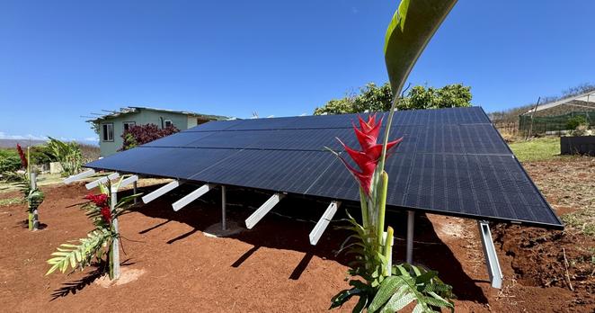 A solar array for a new nanogrid system in Hoʻolehua will provide an off-grid ʻohana with worry-free energy freedom.