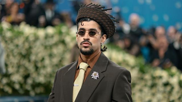 Bad Bunny on the red carpet at the 2025 Met Gala at the Metropolitan Museum of Art.