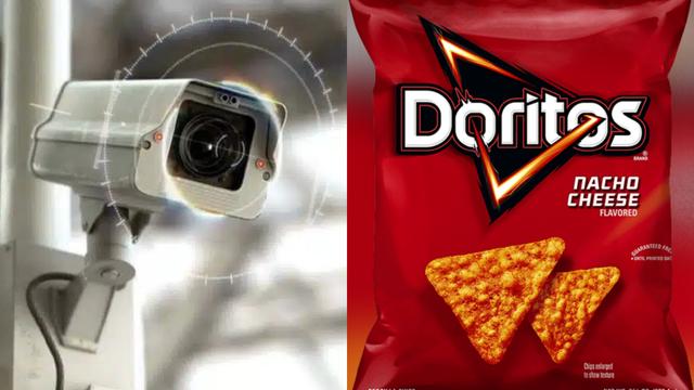 security camera and a bag of doritos security camera and a bag of doritos