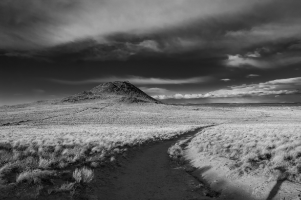 Black abs white photography of the volcano Vulcan in Albuquerque New Mexico 