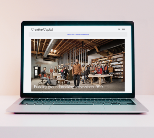 Laptop displaying CreativeCapital.org