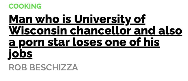Man who is University of Wisconsin chancellor and also a porn star loses one of his jobs