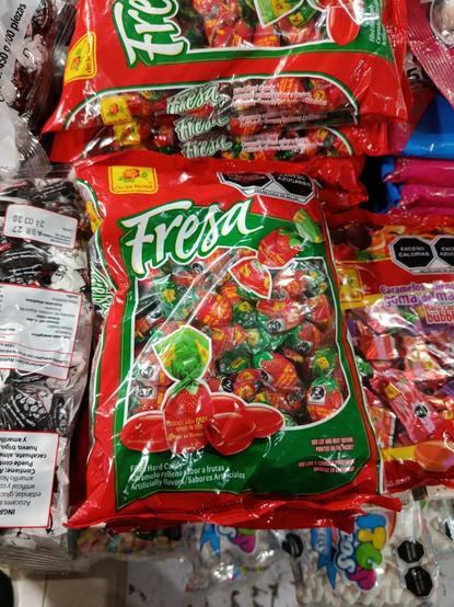 Dulces fresa en su empaque