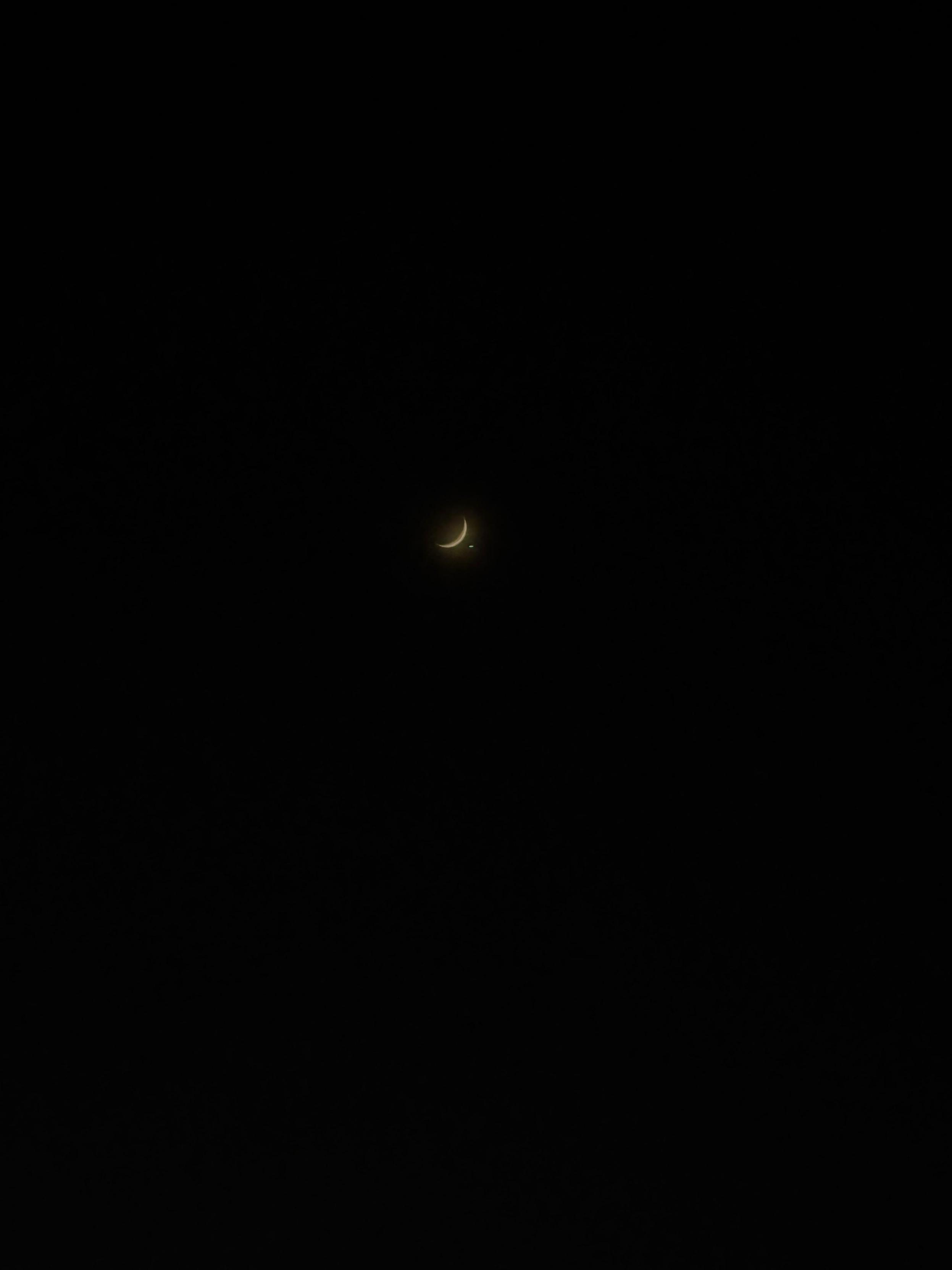 Moon tonight. Crescent shaped with a little star posing behind it. Yes, as always a bit obsessed with the moon.